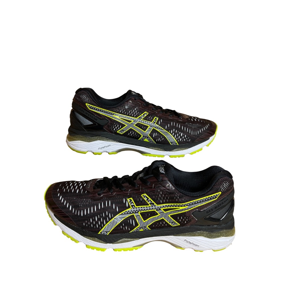 Asics Gel-Kayano 23 Womens Running Shoes Black Neon Yellow  Stability Sneaker